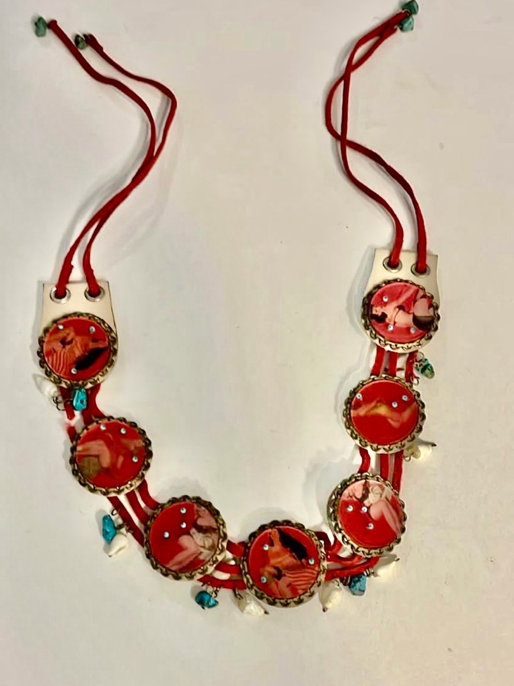 Red Statement Disc Necklace - Women Jewelry